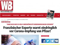 Bild zum Artikel: Französischer Experte warnt eindringlich vor Corona-Impfung von Pfizer!