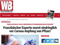 Bild zum Artikel: Französischer Experte warnt eindringlich vor Corona-Impfung von Pfizer!