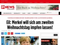 Bild zum Artikel: Vertrauensbildende Maßnahme vor laufender Kamera Eil: Merkel will sich am zweiten Weihnachtstag impfen lassen!
