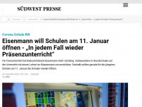 Bild zum Artikel: Eisenmann will Schulen am 11. Januar öffnen - „In jedem Fall wieder Präsenzunterricht“