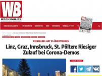 Bild zum Artikel: Linz, Graz, Innsbruck, St. Pölten: Riesiger Zulauf bei Corona-Demos