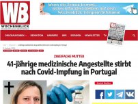 Bild zum Artikel: 41-jährige medizinische Angestellte stirbt nach Covid-Impfung in Portugal