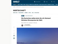 Bild zum Artikel: Die Deutschen zahlen jetzt die mit Abstand höchsten Strompreise der Welt