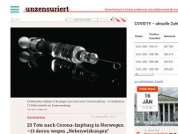 Bild zum Artikel: 23 Tote nach Corona-Impfung in Norwegen –13 davon wegen „Nebenwirkungen“