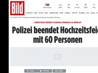 Bild zum Artikel: Verstoß gegen Corona-Regeln in Berlin - Polizei beendet Hochzeitsfeier mit 60 Personen
