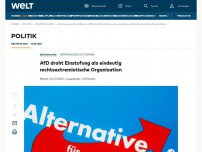 Bild zum Artikel: AfD droht Einstufung als eindeutig rechtsextremistische Organisation