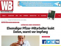 Bild zum Artikel: Ehemaliger Pfizer Mitarbeiter leakt Daten, warnt vor Impfung