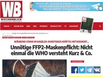 Bild zum Artikel: Unnötige FFP2-Maskenpflicht: Nicht einmal die WHO versteht Kurz & Co.