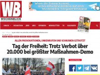 Bild zum Artikel: Tag der Freiheit: Trotz Verbot über 20.000 bei größter Maßnahmen-Demo