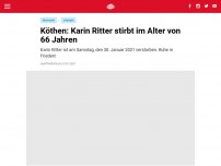 Bild zum Artikel: Köthen: Karin Ritter stirbt im Alter von 66 Jahren