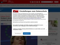 Bild zum Artikel: Bußgang in Brüssel - Stolpert sie noch oder fällt sie schon? Jetzt nimmt EU von der Leyen ins Kreuzverhör