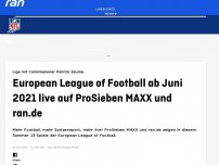 Bild zum Artikel: European League of Football live auf P7 MAXX und ran.de