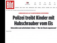 Bild zum Artikel: LEBENSGEFAHR AUF DEM EIS - Polizei jagt Kinder mit dem Hubschrauber vom Eis