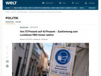 Bild zum Artikel: Von 73 Prozent auf 43 Prozent – Zustimmung zum Lockdown fällt immer weiter