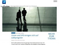 Bild zum Artikel: Exklusiv: Union und SPD einigen sich auf Lobbyregister