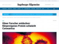 Bild zum Artikel: Ulmer Forscher entdecken: Körpereigenes Protein schwächt Coronavirus