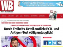 Bild zum Artikel: Durch Freiheits-Urteil amtlich: PCR- und Antigen-Test völlig untauglich!