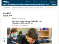 Bild zum Artikel: Kommunen wollen ungetestete Schüler vom Präsenzunterricht ausschließen