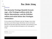 Bild zum Artikel: INTERVIEW - Der deutsche Virologe Hendrik Streeck sagt: «Die Virologen sollten nicht die Macht übernehmen, und die Politiker sollten sich nicht hinter den Virologen verstecken»