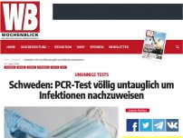 Bild zum Artikel: Schweden: PCR-Test völlig untauglich um Infektionen nachzuweisen