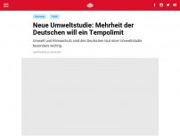 Bild zum Artikel: Neue Umweltstudie: Mehrheit der  Deutschen will ein Tempolimit