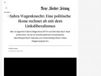 Bild zum Artikel: Sahra Wagenknecht: Eine politische Ikone rechnet ab mit dem Linksliberalismus