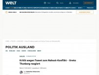 Bild zum Artikel: Greta Thunberg wird für Tweet zum Nahost-Konflikt kritisiert