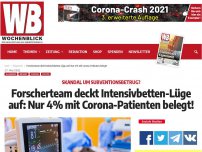 Bild zum Artikel: Forscherteam deckt Intensivbetten-Lüge auf: Nur 4% mit Corona-Patienten belegt!