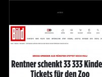 Bild zum Artikel: Münsteraner spendet noch mal! - Rentner schenkt 33 333 Kindern Zoo-Tickets