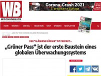 Bild zum Artikel: „Grüner Pass“ ist der erste Baustein eines globalen Überwachungssystems