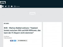 Bild zum Artikel: BVB - Markus Babbel exklusiv: 'Haaland kostet zwischen 500 und 600 Millionen, das kann der FC Bayern nicht stemmen'