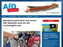 Bild zum Artikel: Baerbock macht Sprit noch teurer. AfD: Mobilität muss für alle erschwinglich sein.