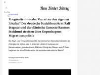 Bild zum Artikel: INTERVIEW - Der deutsche SPD-Politiker Ralf Stegner und der dänische Sozialdemokrat Rasmus Stoklund streiten über Migrationspolitik und die Ideale der Sozialdemokratie
