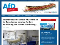 Bild zum Artikel: Intensivbetten-Skandal: AfD-Fraktion im Bayerischen Landtag fordert Aufklärung des Subventionsbetrugs