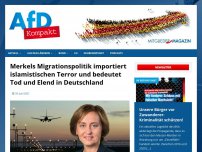 Bild zum Artikel: Merkels Migrationspolitik importiert islamistischen Terror und bedeutet Tod und Elend in Deutschland