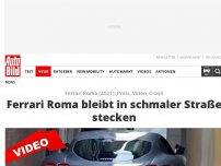 Bild zum Artikel: Ferrari Roma (2021): Preis, Video, Crash Ferrari Roma bleibt in schmaler Straße stecken