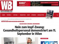 Bild zum Artikel: Nein zum Impf-Zwang: Gesundheitspersonal demonstriert am 11. September in Wien