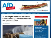 Bild zum Artikel: 19 bestätigte Todesfälle nach einer Corona-Impfung – AfD hilft Familien mit Spendenaktion