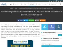 Bild zum Artikel: Auferstehung eines deutschen Reaktors in China: Der erste HTR soll noch in diesem Jahr Strom liefern