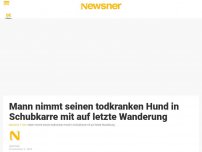 Bild zum Artikel: Mann nimmt seinen todkranken Hund in Schubkarre mit auf letzte Wanderung