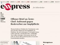 Bild zum Artikel: Offener Brief an Ärzte-Chef: Aufstand gegen Redeverbot zur Impfpflicht