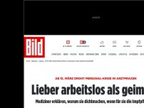 Bild zum Artikel: Ärzte drohen mit Schließung - Lieber arbeitslos, als geimpft!