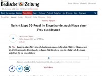 Bild zum Artikel: Gericht kippt 2G-Regel im Einzelhandel nach Klage einer Frau aus Neuried