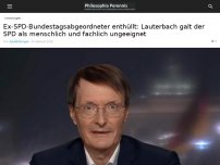 Bild zum Artikel: Ex-SPD-Bundestagsabgeordneter enthüllt: Lauterbach galt der SPD als menschlich und fachlich ungeeignet