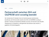 Bild zum Artikel: Partnerschaft zwischen S04 und GAZPROM wird vorzeitig beendet