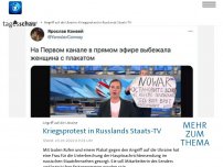 Bild zum Artikel: Kriegsgegnerin unterbricht Nachrichten in Russlands Staats-TV
