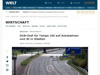 Bild zum Artikel: DGB-Chef für Tempo 100 auf Autobahnen und 30 in Städten