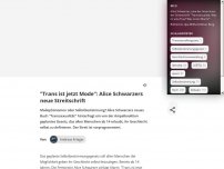 Bild zum Artikel: 'Trans ist jetzt Mode': Alice Schwarzers neue Streitschrift