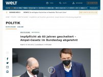 Bild zum Artikel: Impfpflicht ab 60 Jahren gescheitert – Ampel-Gesetz im Bundestag abgelehnt