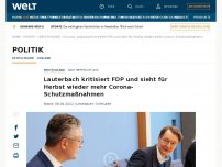 Bild zum Artikel: Lauterbach kritisiert FDP und sieht für Herbst wieder mehr Corona- Schutzmaßnahmen